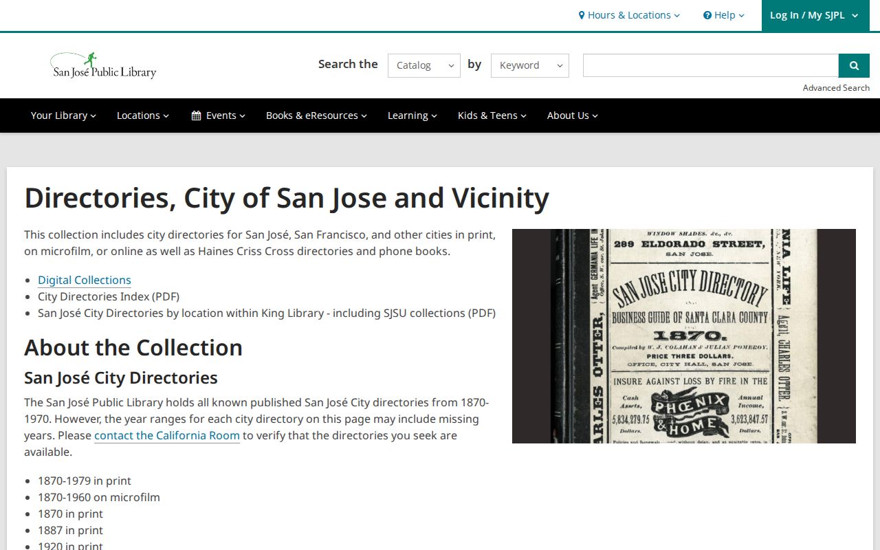 Sunnyvale city directory historical reverse pages
