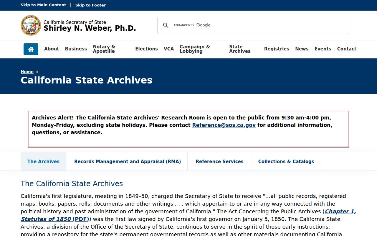Sunnyvale previous residents California State Archives collection